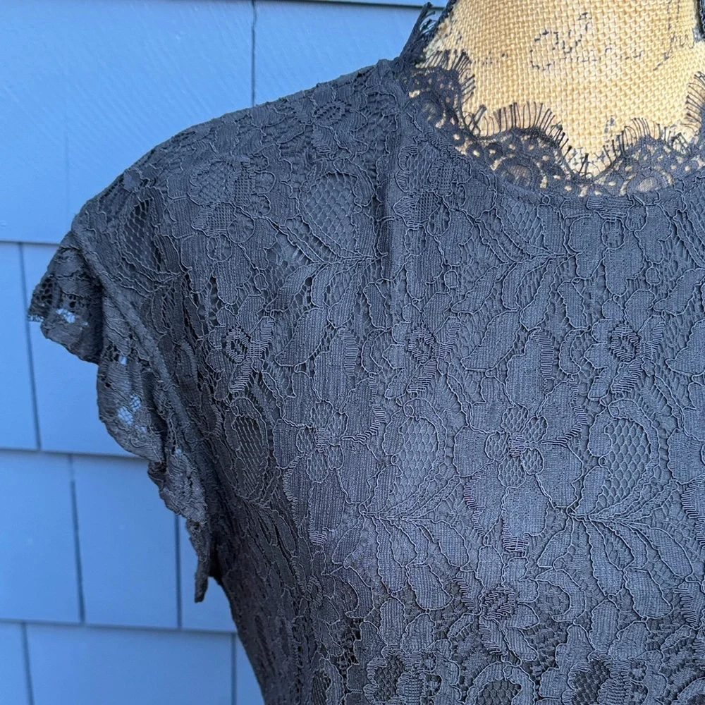 Who What Wear Black Lace Mini Dress flutter sleeve pinup